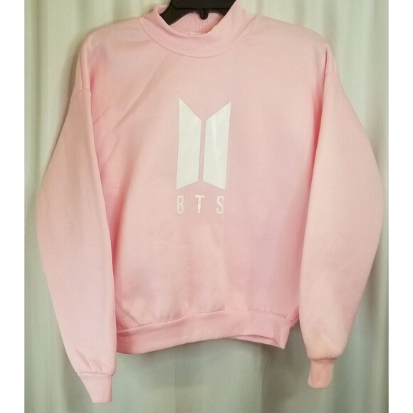 Bts Tops - Pink Sweatshirt BTS LOGO in White Long Sleeve Unbranded Size Medium